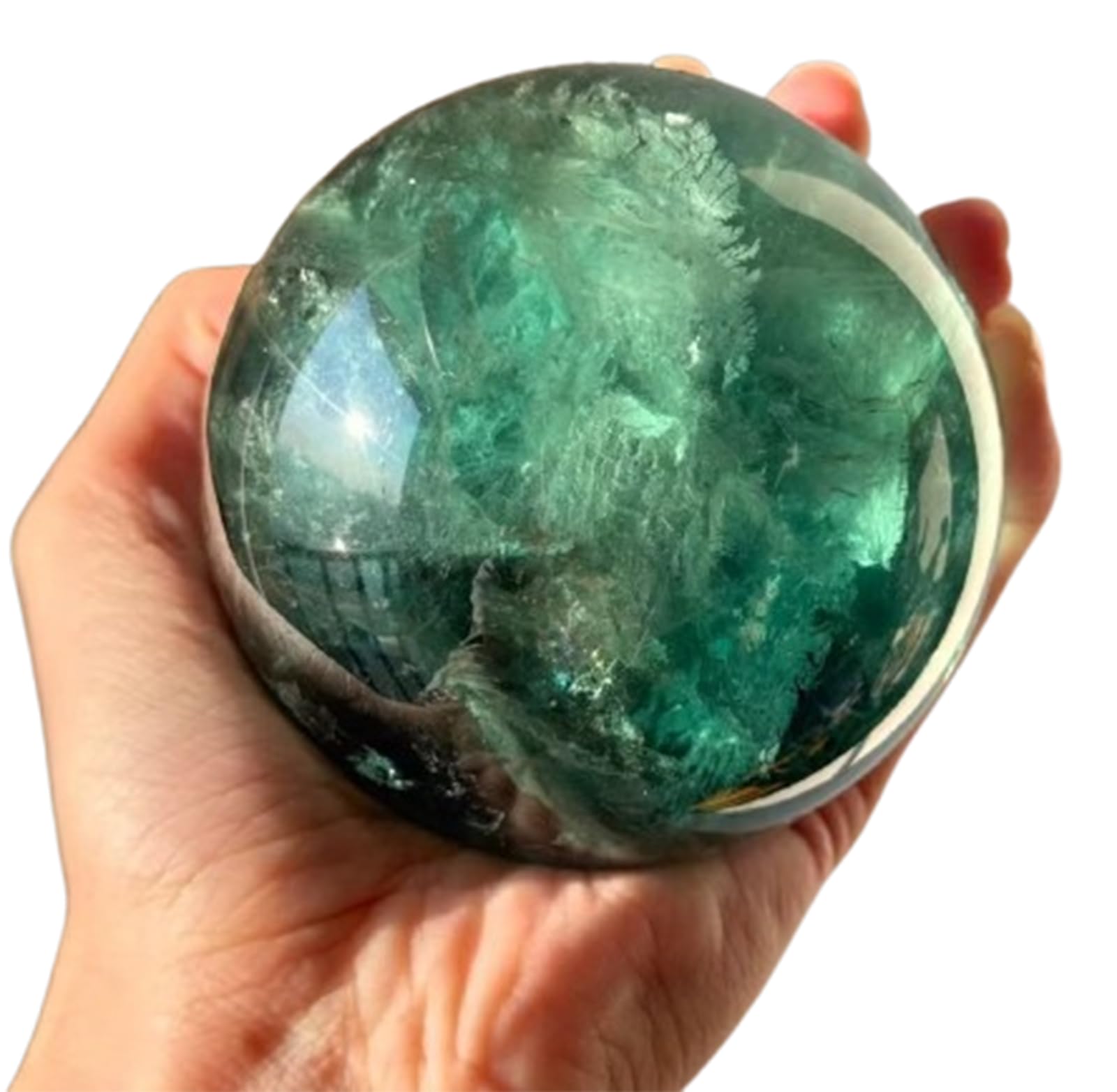 Nhdvdvav One Color Green Fluorite Crystal Ball,Natural Stone Quartz Sphere,Home Decorative