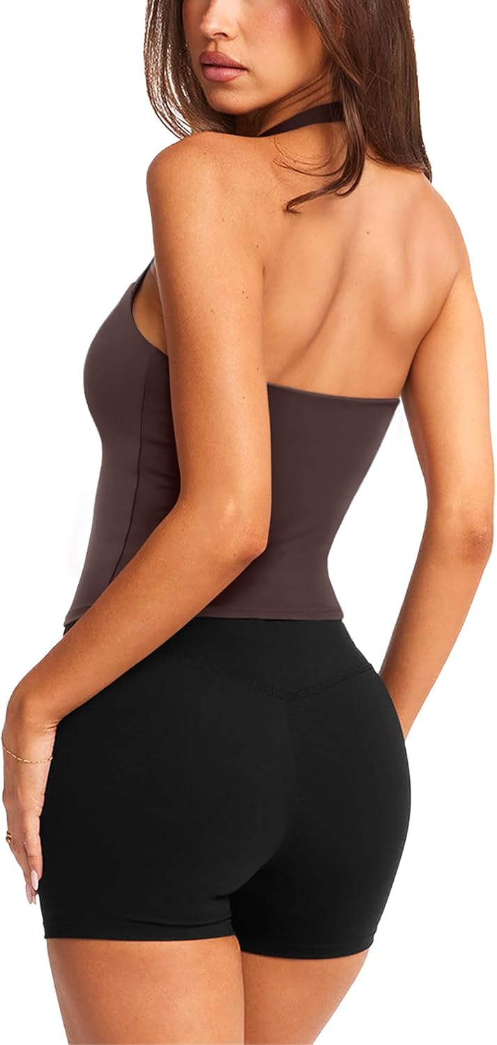 LASLULU Womens Sexy Halter Sports Bra Workout Tops Wirefree Sleeveless Gym Yoga Tank Tops Y2k Casual Crop - Image 4