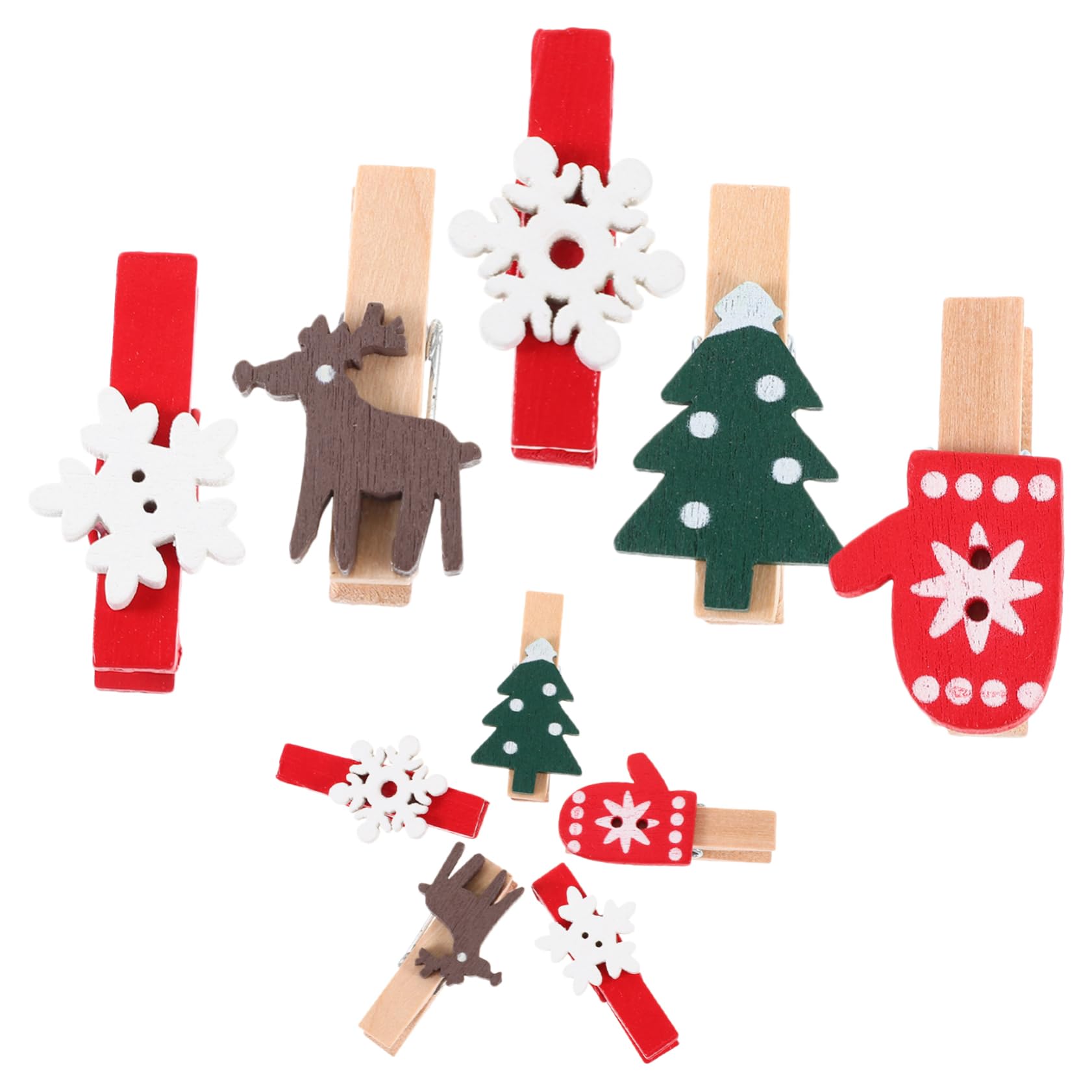 PRETYZOOM 375 STK Fotoclips zu Weihnachten weihnachtsbasteln Weihnachts basteln Halter für Weihnachtsnotizen Weihnachtsdekorationen Weihnachts-Memo-Clips Weihnachtsclips aus Holz Eisen
