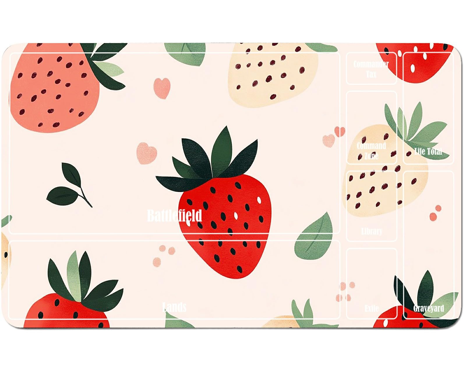 RWUTYTIUL for MTG Card Playmat 24 X 14 Inch with A Zone, Stitched Play Mat for Commander Board TCG RPG CCG Game Desktop Tablet Mouse Pad for Playing Accessories, Strawberry Pink