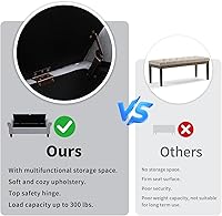 Vista 49 de Babion Banco otomano de almacenamiento con brazos, banco de extremo de cama para dormitorio, banco de almacenamiento con botones para entrada, sala