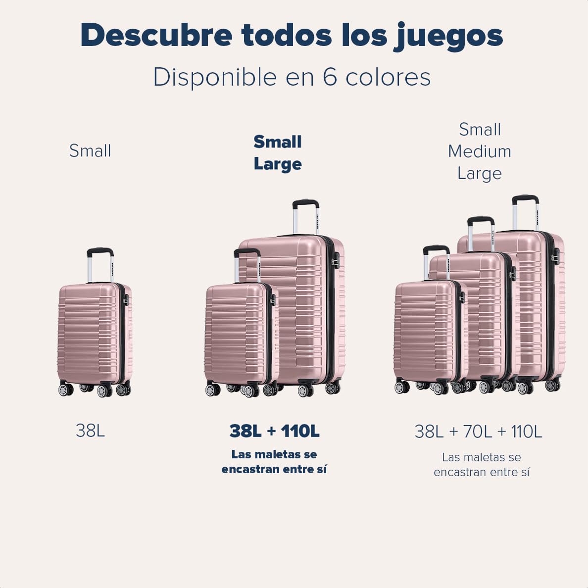 TRVLMORE Juego Maletas de Viaje - Set Maletas de Viaje 2 Piezas - Juego de Maletas 2 Piezas - Maleta de Mano y Maleta Grande - Estuche Rígido - Rosa