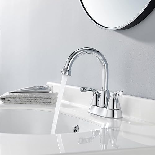 Miniatura 4 de Grifo de lavabo de baño, grifo de baño de latón cromado, juego central de 2 manijas con drenaje desplegable y líneas de suministro