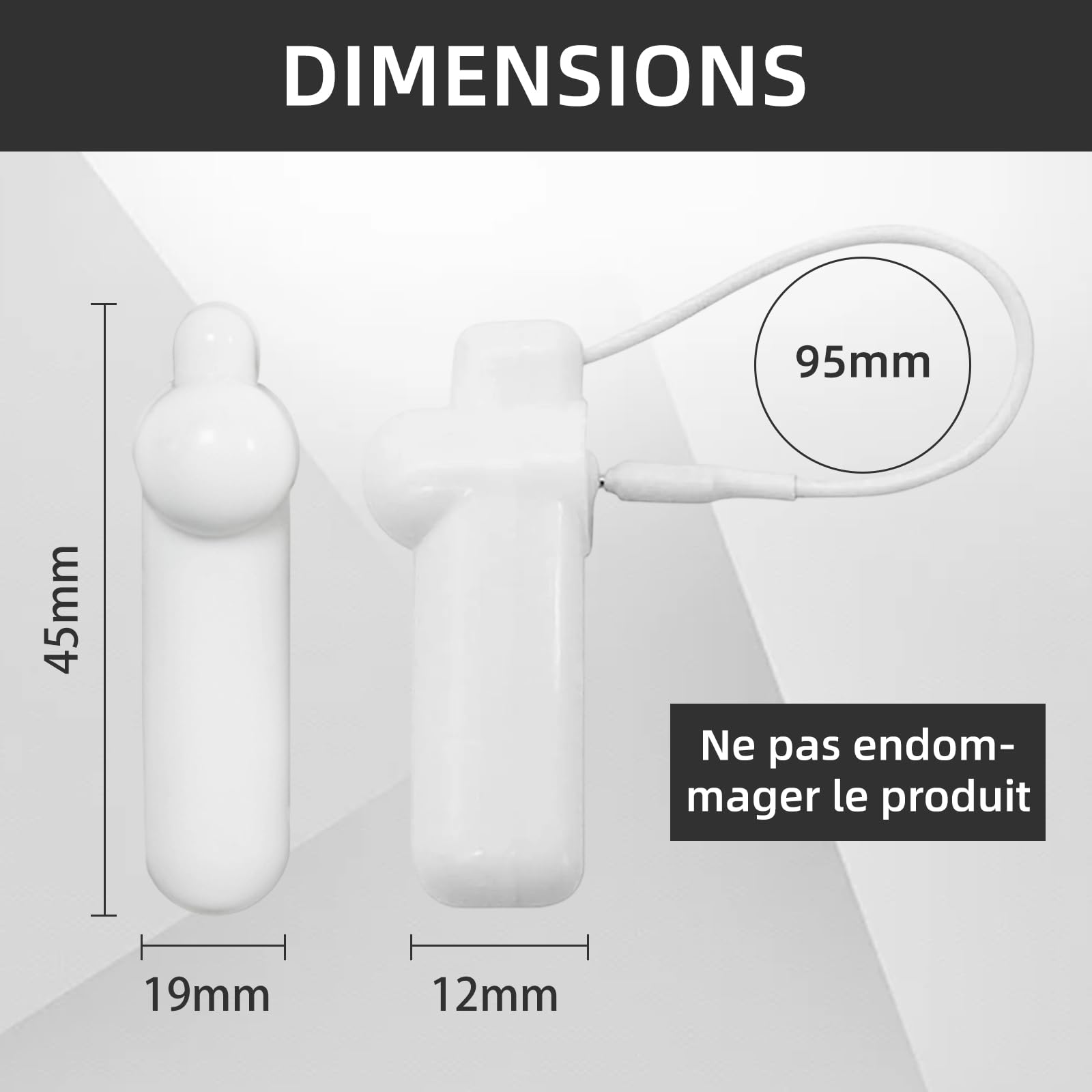Lot de 100 mini étiquettes de sécurité rigides RF 8,2 MHz avec cordon, compatible avec les systèmes RF EAS pour vêtements, chaussures et sacs