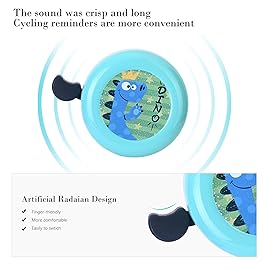 U-LIAN Kids Streamers and Bike Bell for Girls-1 Pack Bicycle Bell with 2 Pack Handlebar Streamers Scooter Tassels for Children\'s Bike Accessories (Green Dragon Bell+ Blue Tassels)