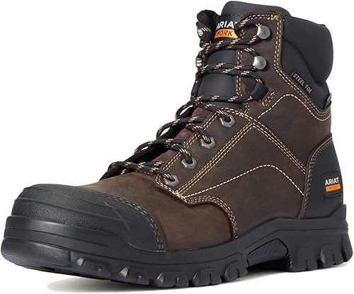 Ariat Botas de trabajo impermeables Treadfast de 6 pulgadas para hombre, Marrón oscuro