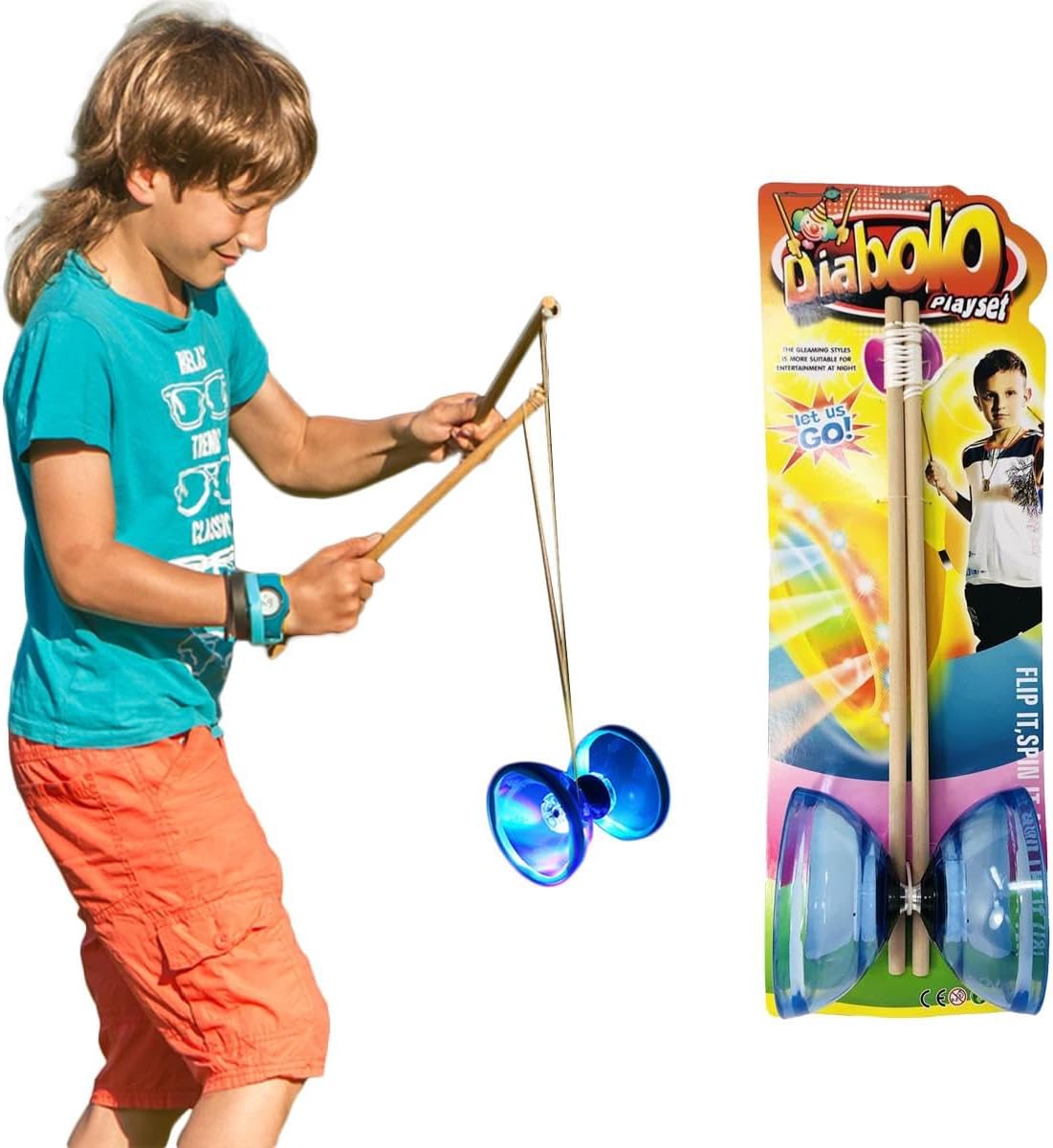 Kids Diabolos Set LED Big Top Light Up Juggling Diablo Set Toy With ...