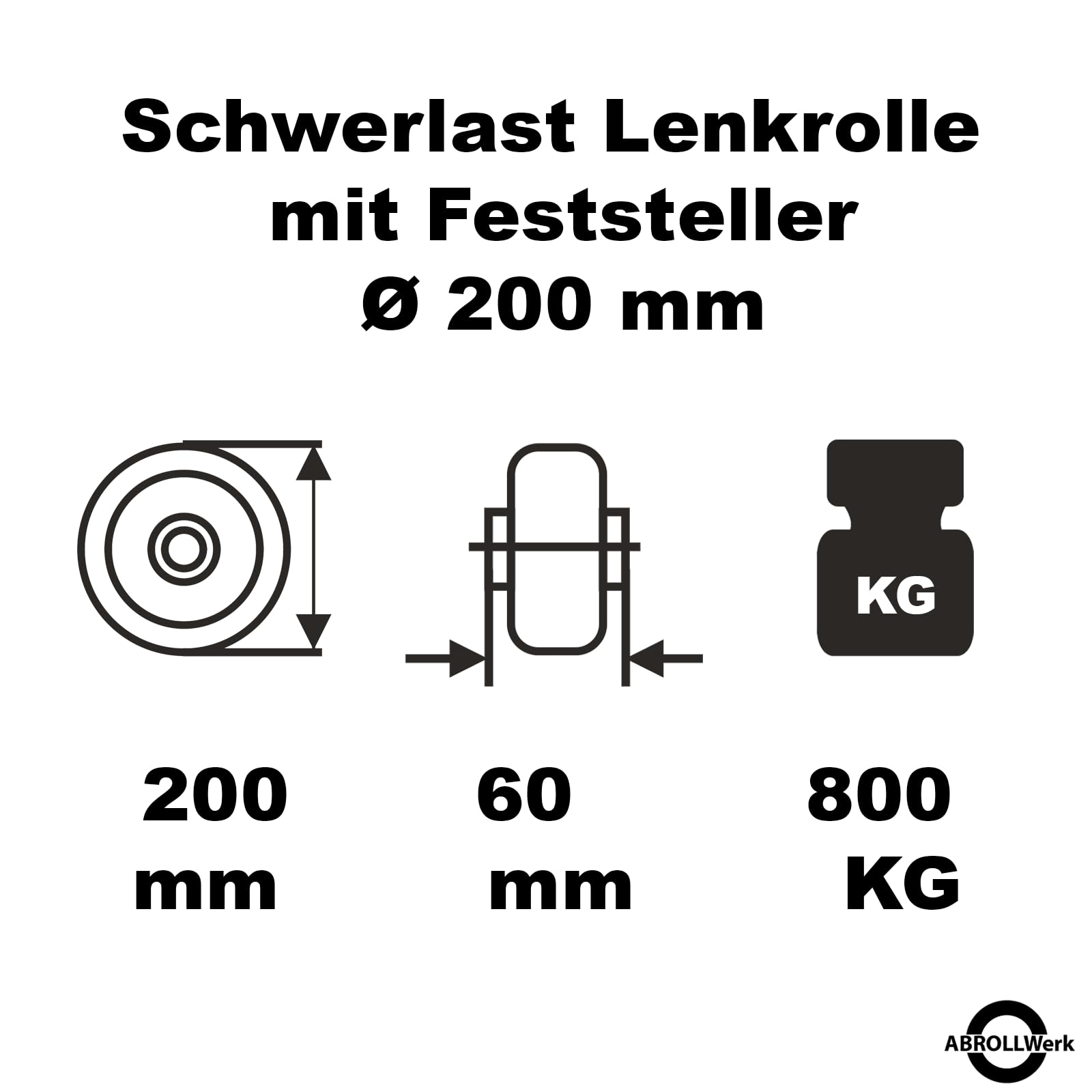 Schwerlast Lenkrolle 200 mm mit Totalfeststeller – Polyurethan & Alu-Radkörper – Industrierolle mit Doppelkugellager – Bodenschonend & Robust – Transportrolle für Werkstatt & Lager