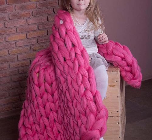 Miniatura 4 de Manta de punto grueso, grande, acogedora hecha a mano, hilo de felpilla tejido apretado, decoración del hogar del dormitorio para camasofásofá, rosa