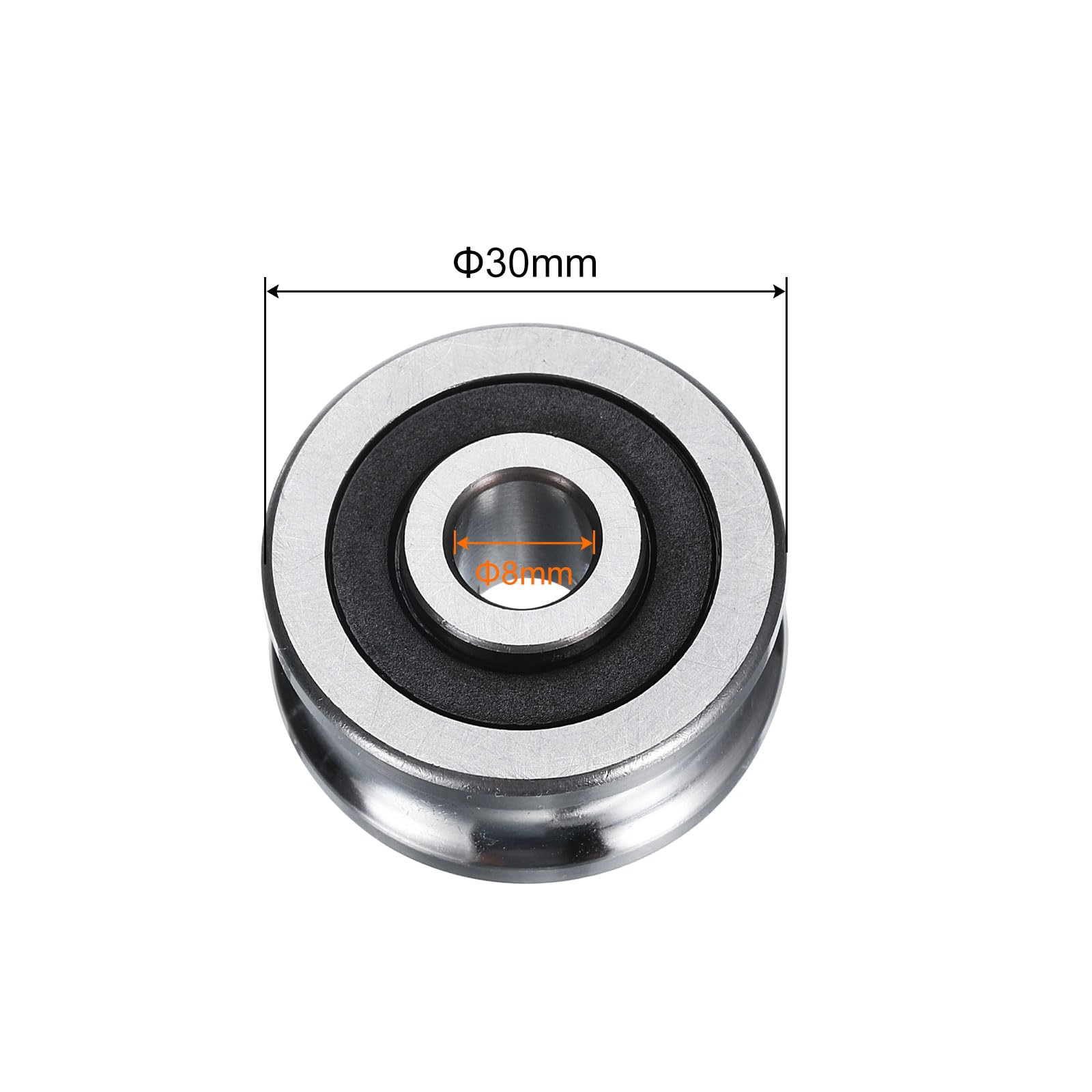 sourcing map Lot de 8 roulements à rainure en U SG25 8 x 30 x 14 mm (GCr15) Roulements en acier chromé ABEC3
