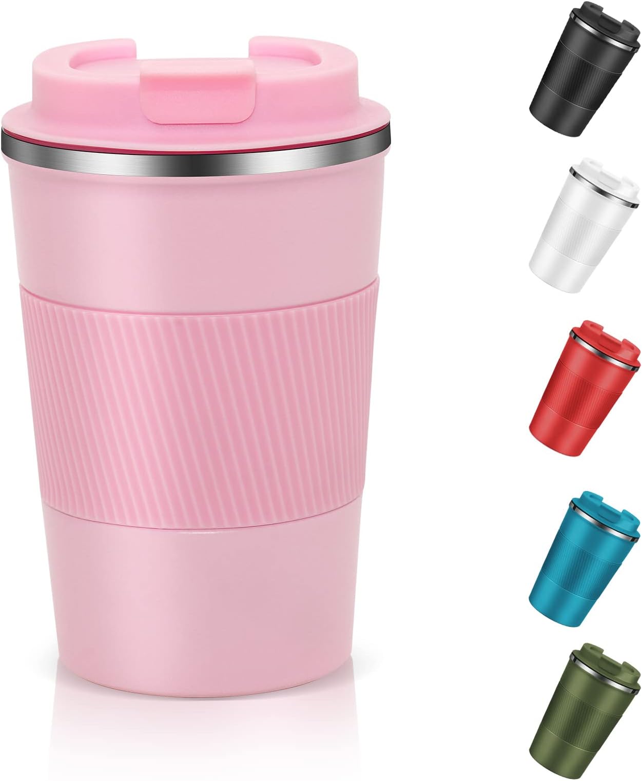 Dycietx Travel Mug with Leakproof Lid,Insulated Reusable Coffee Mug Hot&Cold Drinks/Tea,Portable Stainless Steel Thermal Takeaway Travel Coffee Cup Car//Picnic/Office/School (Pink) (CM03RD)