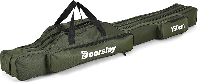 Fishing Rod Case Three Layers Fishing Rod Bag Oxford Portable Folding Fishing Pole Bag Outdoor Waterproof Tackle Storage Travel Bags Carry Organizer for Fishing Camping Hiking