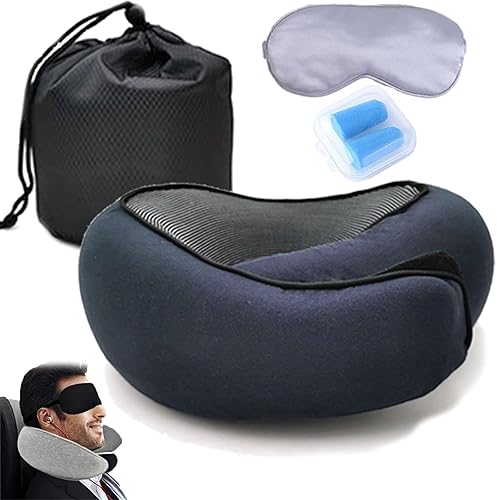 KCRPM Almohada de viaje, almohada de cuello de viaje, almohadas cervicales para dormir y viajar, la mejor espuma viscoelástica, cómoda y