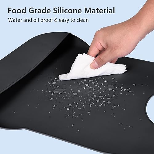 Miniatura 6 de Baberos para adultos para hombres y mujeres, lavables de silicona para adultos con recogedor de migas, Negro Paquete de 2