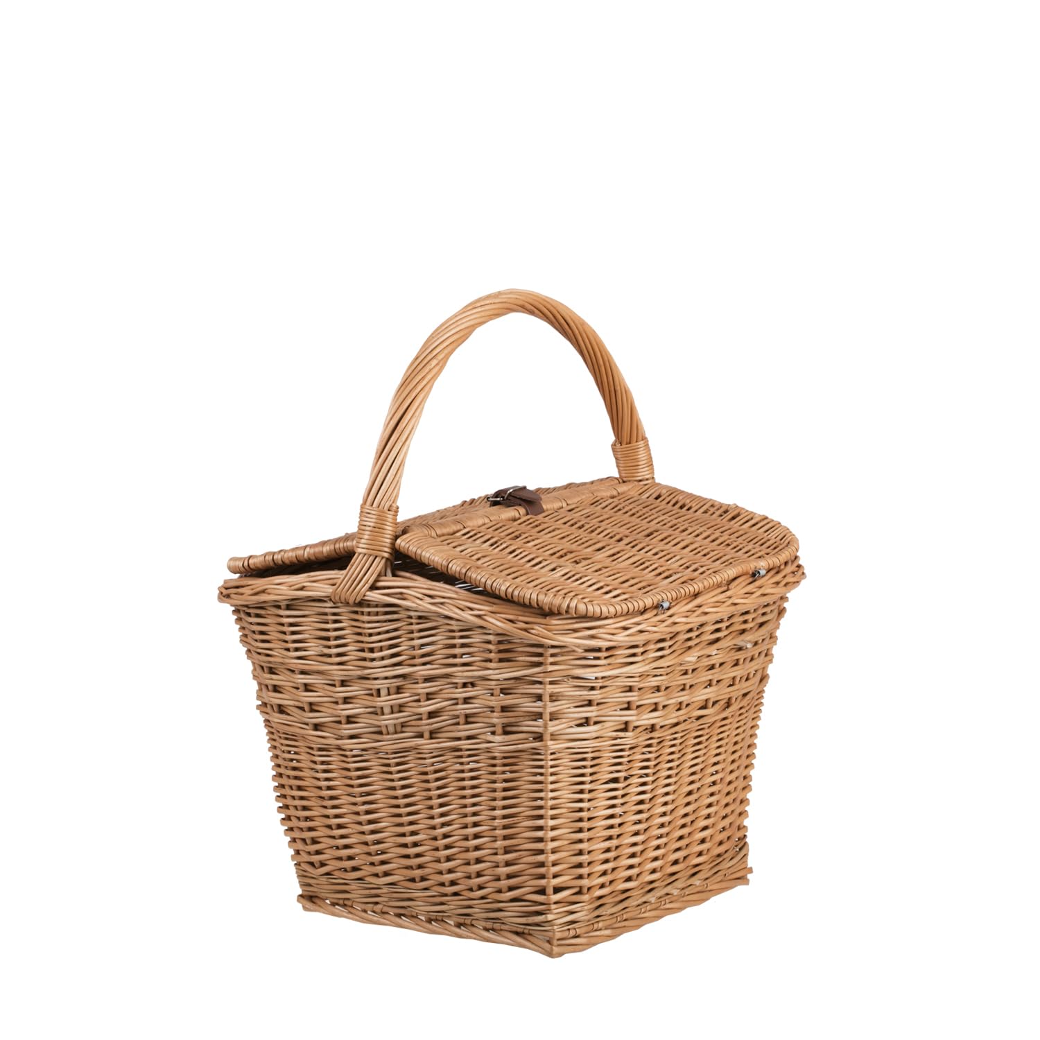 Picknickkorb Weidenkorb mit Deckel großer Aufbewahrungskorb für Obst und Gemüse Proviantkorb Essenskorb Ausflugskorb geflochten (40 x 40, H: 30/42, quadratischer Griff oval)