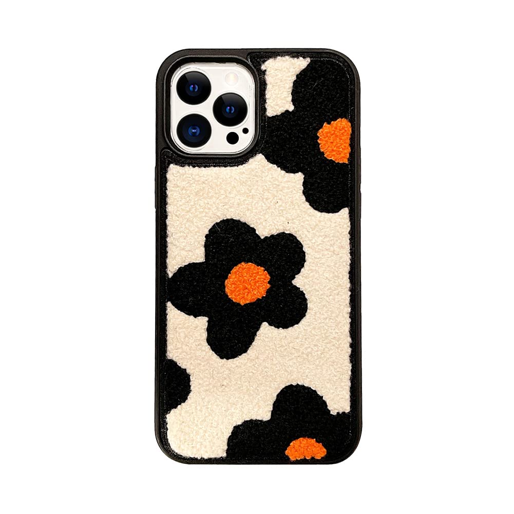 Coque fleurs pour iPhone 15 mignonne avec fourrure chaude - 8
