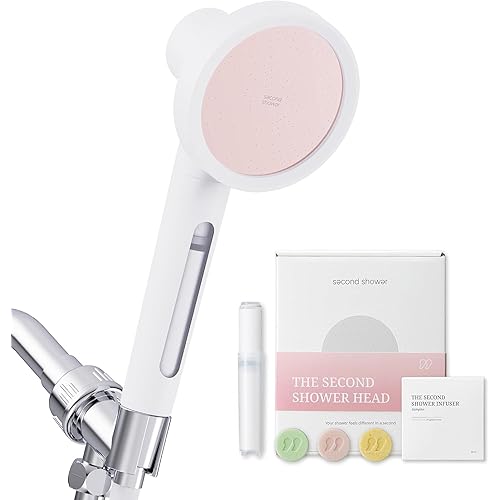 SecondShower Filtered Shower Head with Handheld for Hard Water - NSF Certified 99.9% Chlorine Removal, High Pressure, Korean Vitamin C Filter for Soft Skin & Hair (Blossom Pink)
