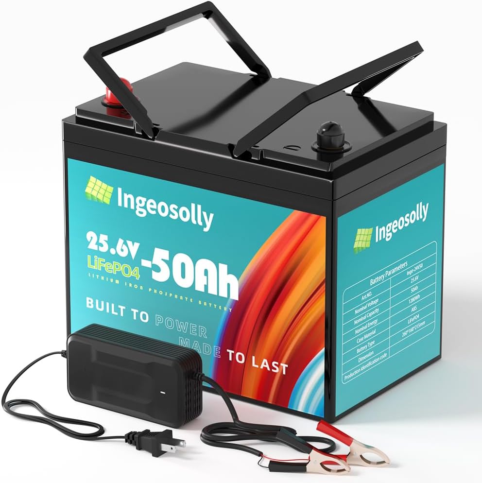 24V 50Ah LiFePO4 Lithium Battery, 8000+ Deep Cycle Lithium Iron Phosphate Rechargeable Batteries for Camper, RV, Trolling Motor, Solar Sytem, Golf Cart, Backup