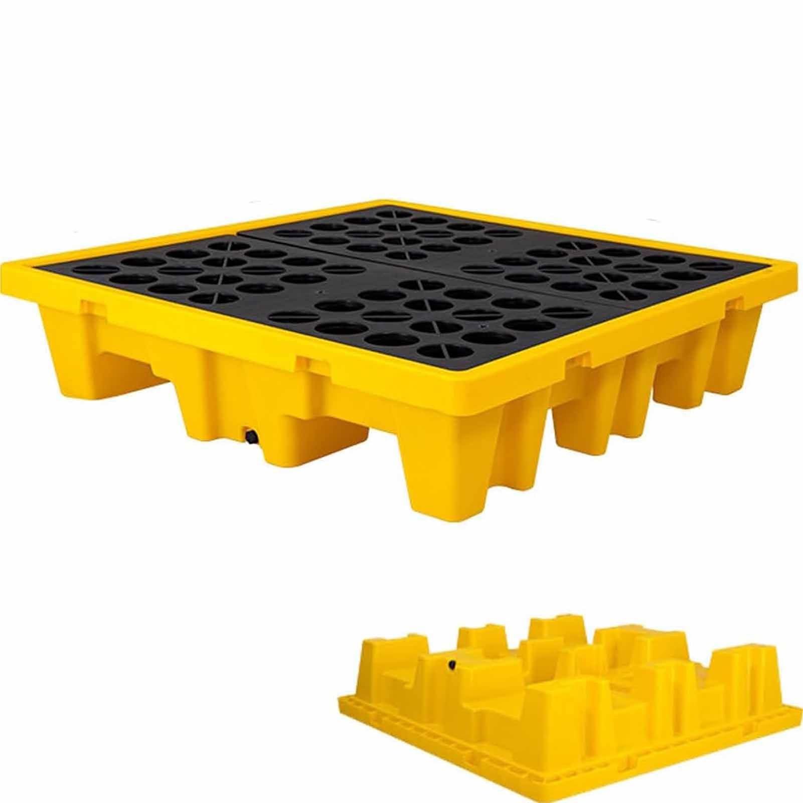 SGKOMN Modular Spill Tray - Leakproof Polyethylene Containment Platform with Grating for Laboratories and Warehouses - Industrial Spill Control Solution, 130x68x30cm