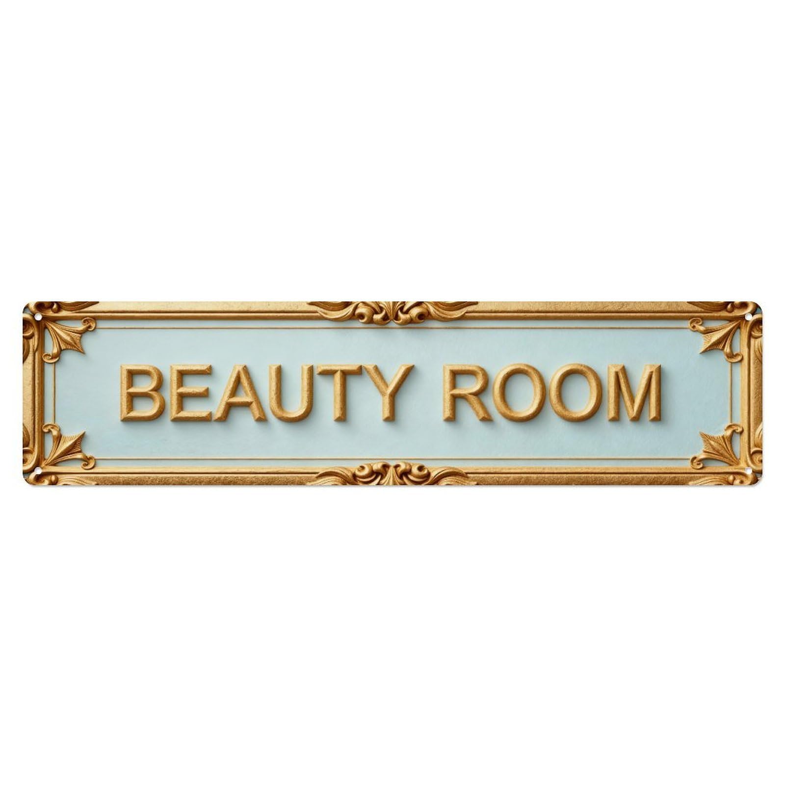 Golden Ornate Design Text Metal Tin Sign Plaque
