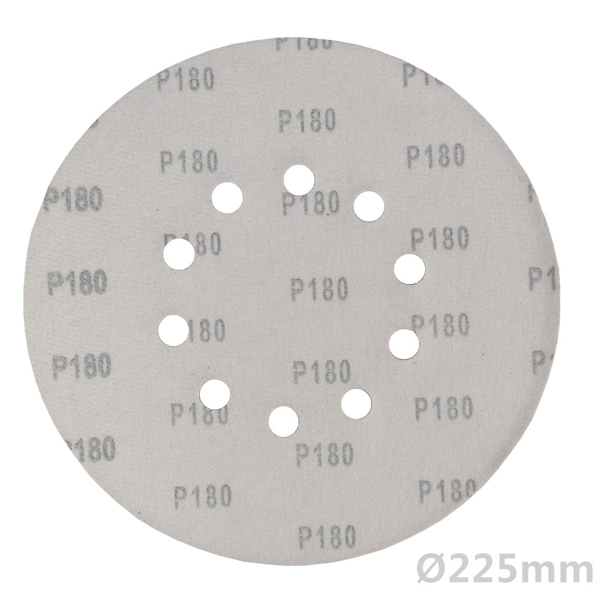 50 discos de lija de KLETT de 225 mm de diámetro, con 10 agujeros, grano P180, lijadora excéntrica, lijadora de cuello largo de Bohrfux
