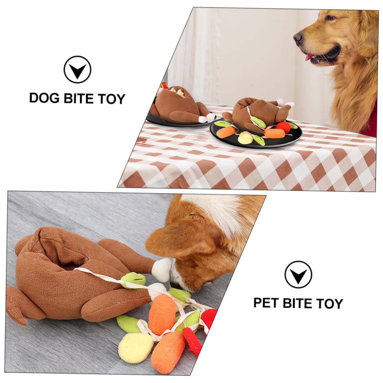 minkissy 3pièces Jouet Interactif pour Chien Jouet à Mastiquer Peluche Design Dinde pour Et Entraînement des Animaux De Compagnie