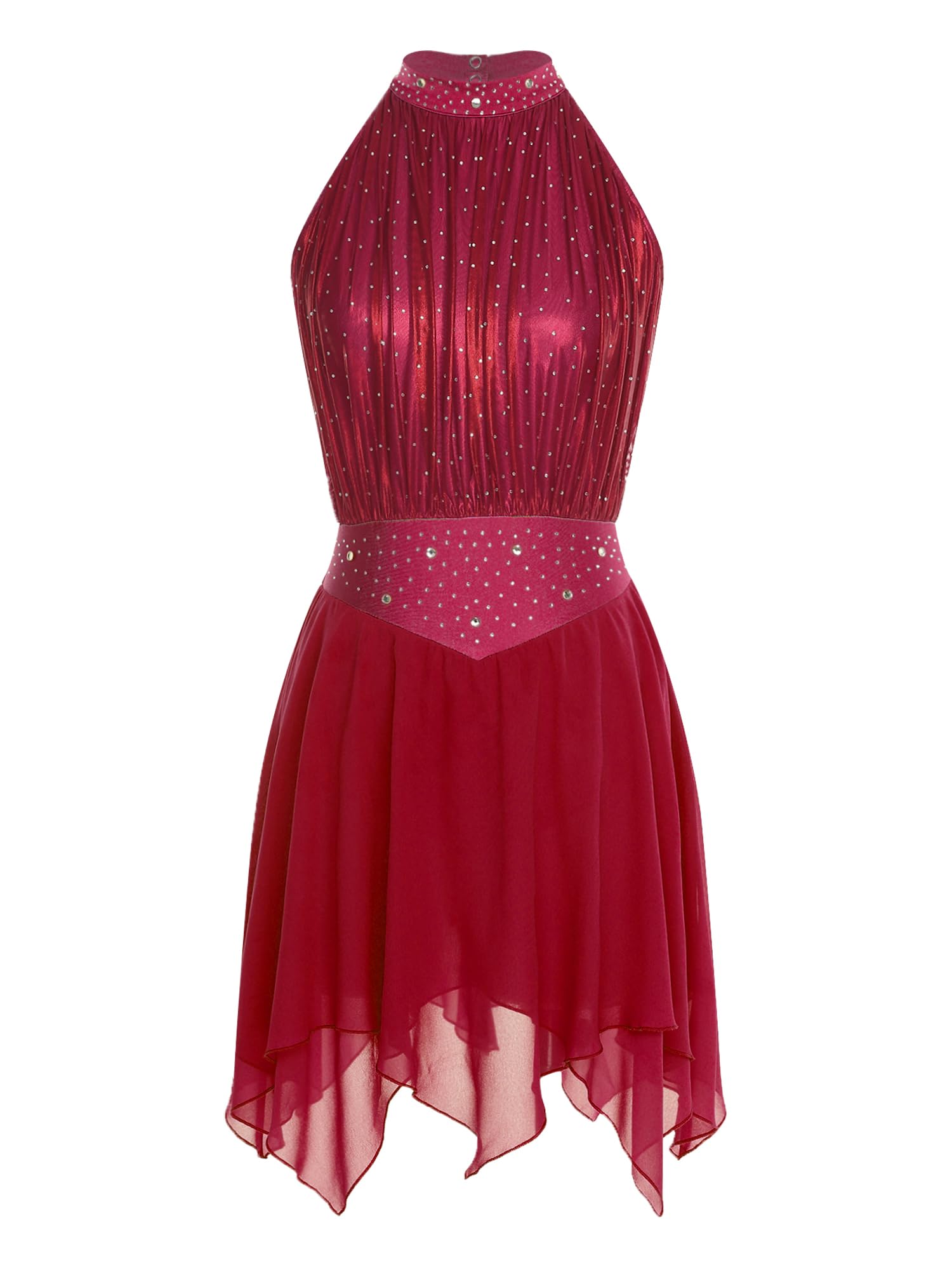 Damen Kostüm Für Kunstlaufen Tänzerkleid Ballett Wettbewerbe Formkleid Turnen Trainingärmellos