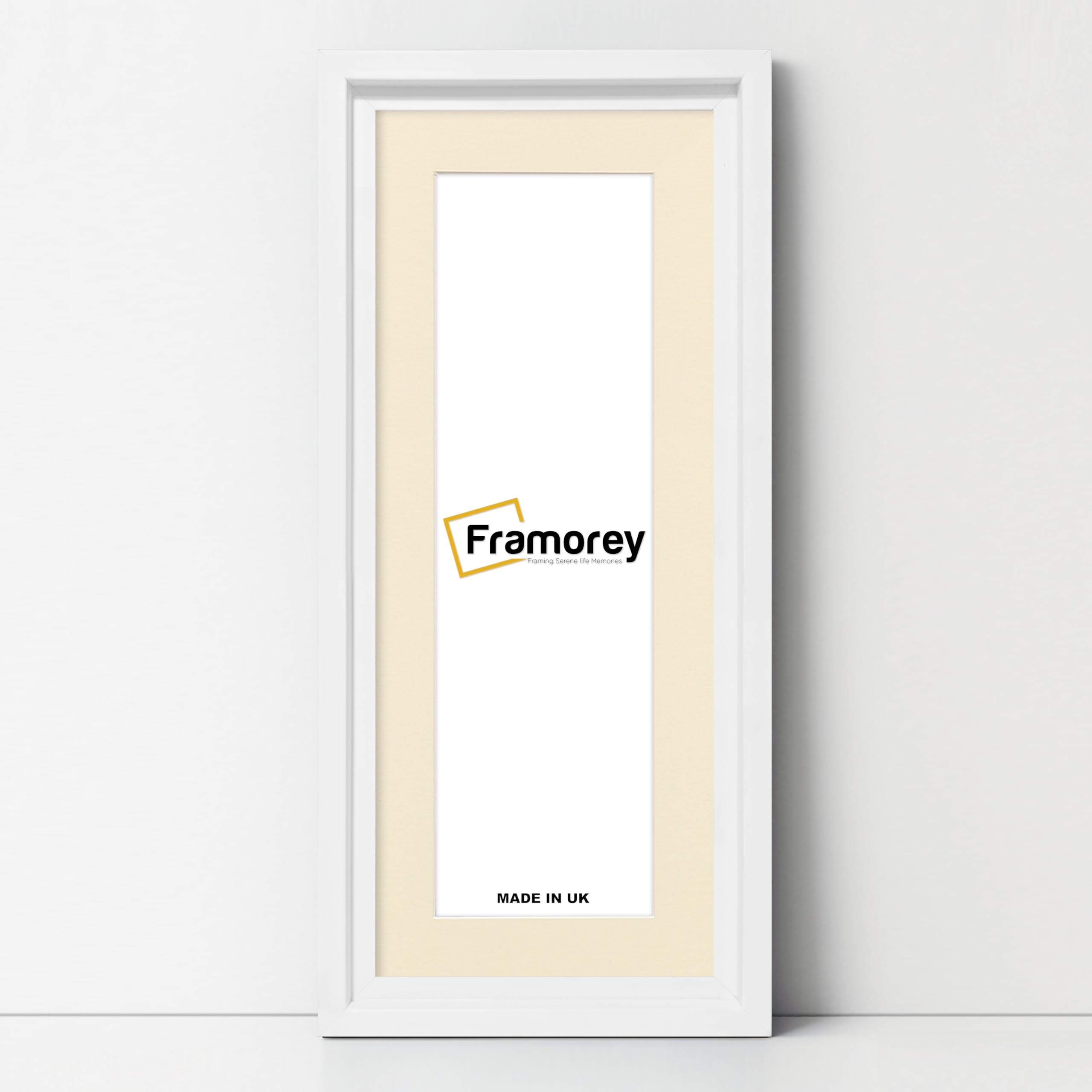FRAMOREY Panoramic Style Picture Frame, 16x12" Size White Photo Frame With 12x8" Size Ivory Mount, Oslo Style Wall Art Hanging Frames
