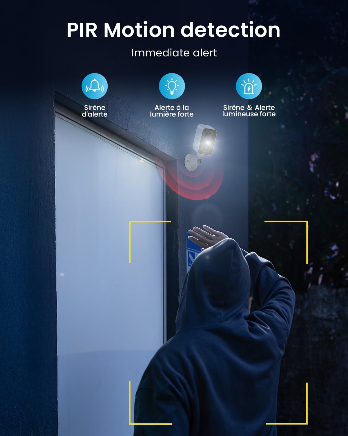 ieGeek 2K Base Magnétique Camera Surveillance WiFi Exterieure sans Fil Batterie, Camera Extérieure/Intérieure, Vision Nocturne Couleur, Détection de Mouvement PIR, Sirène d'alarme, Étanche IP65