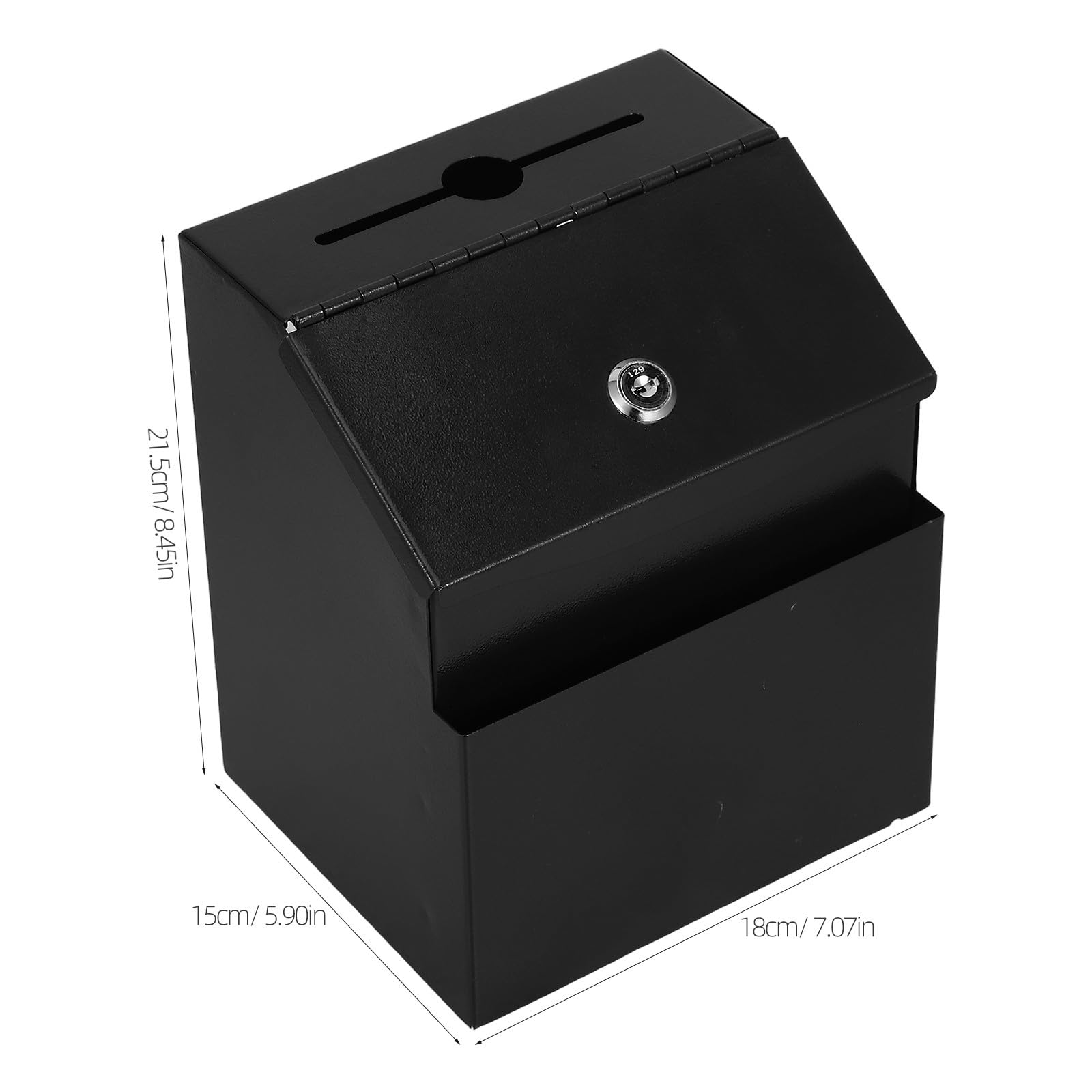 Skrzynka na sugestie z zamkiem, metalową kartą do głosowania, kluczem do darowizn i zbiórek, z otworem głosowania na zbiórkę funduszy, prośbą o modlitwę, opiniami, 8,5 x 7,1 x 5,9 cala