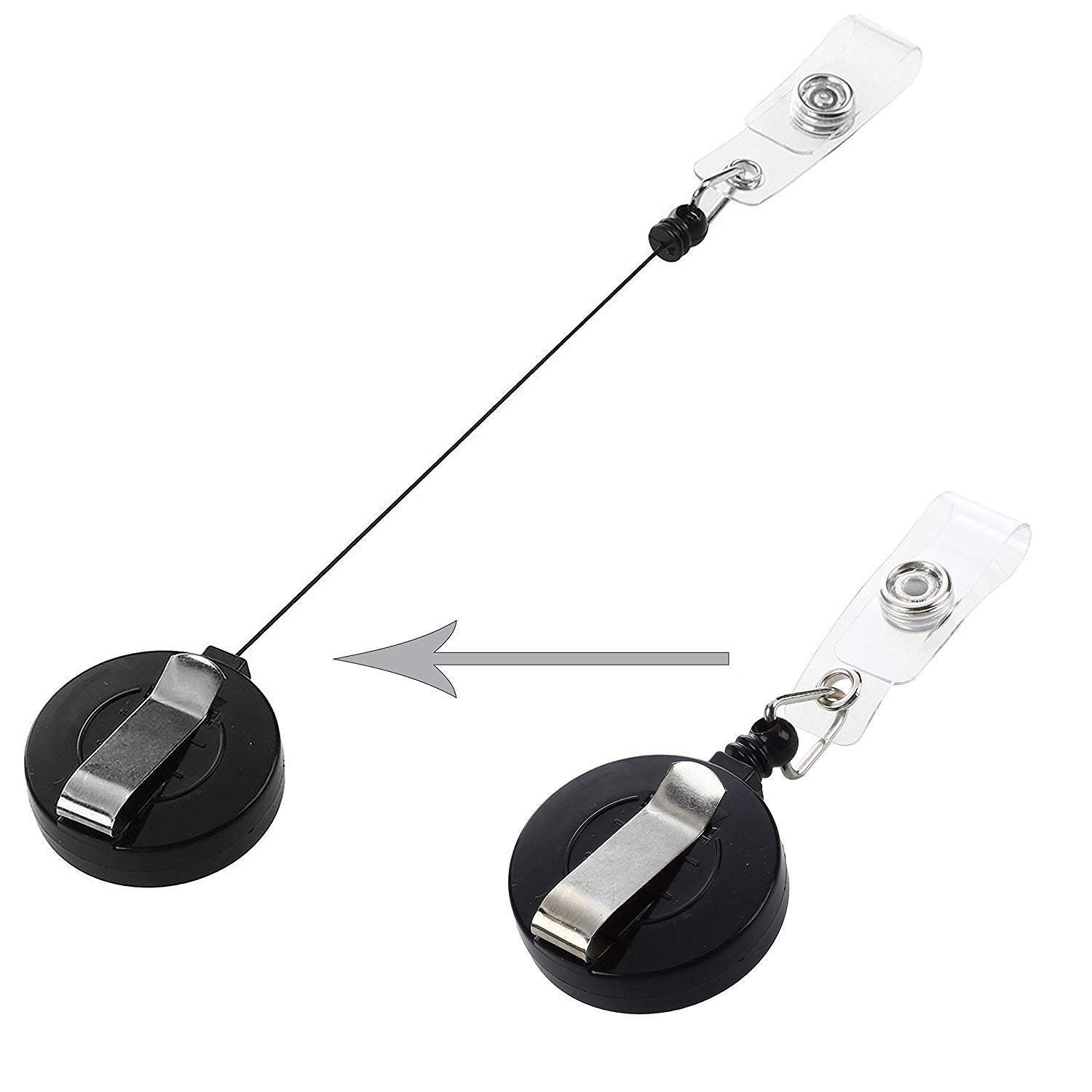 ANG ID Card Holder, Lanyard and Retractable Badge Reel Round YOYO (Black) (Set 3) Pack of 25 4