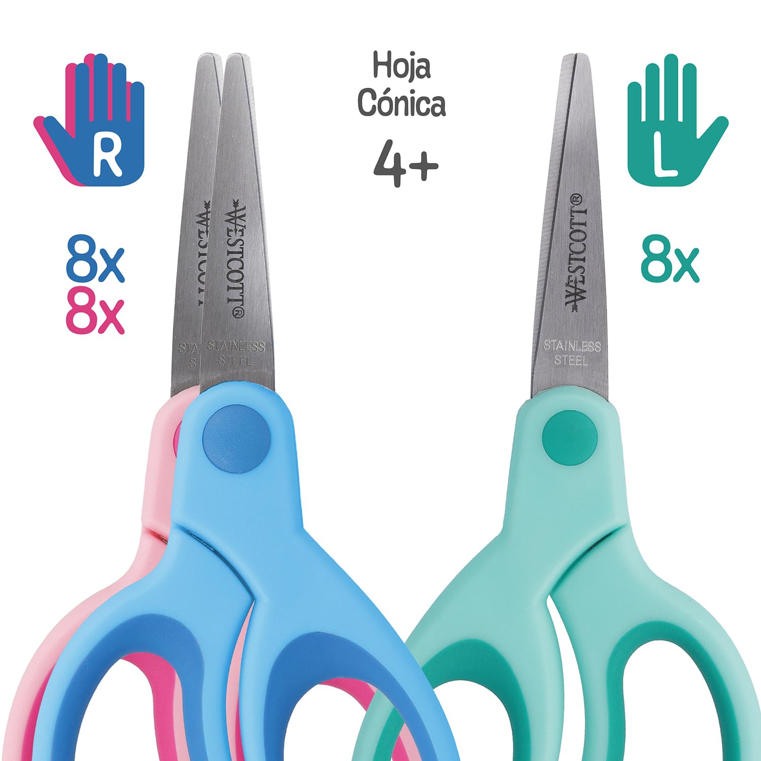 Westcott E-2054S 00 Expositor tijeras niños 13 cm punta puntiaguda