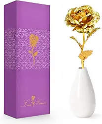 Presentes de Dia das Mães para a Avó, Dia das Mães para a Mãe, Primeiro Dia das Mães para Nova Mãe, Dia das Mães para Filha e Esposa, Dia das Mães Personalizado, Rosa Flowe com Vaso (Dourado)