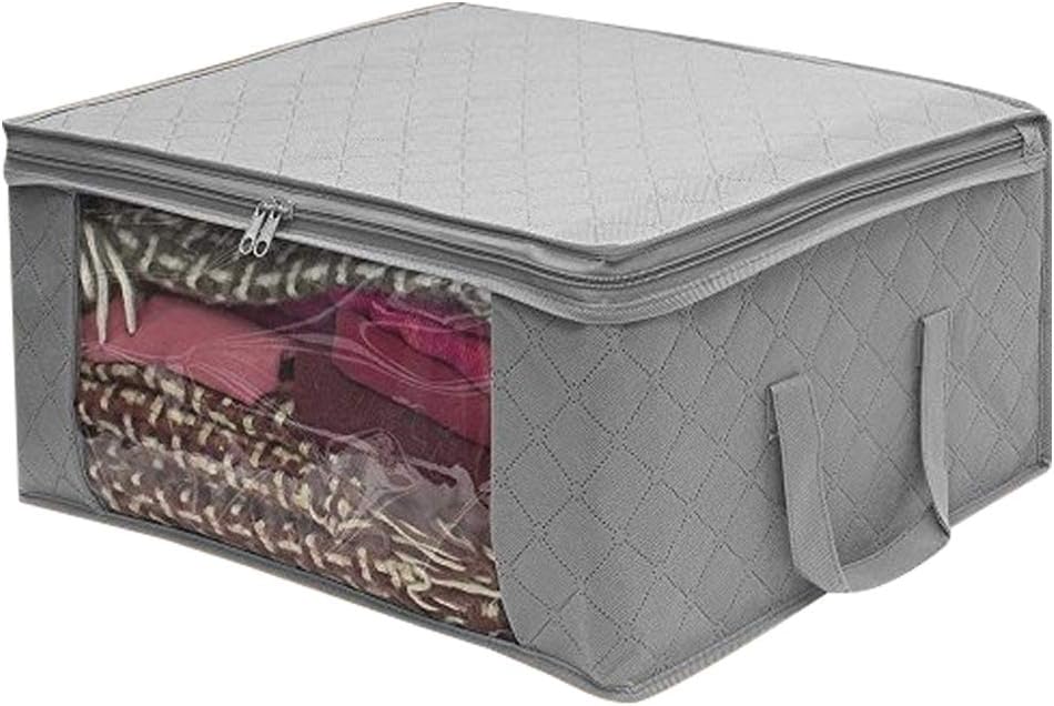 Hoomall 1pcs Non Woven Fabric Storage Box Folding Storage Box Clear Window Organizer with Handles (grey)