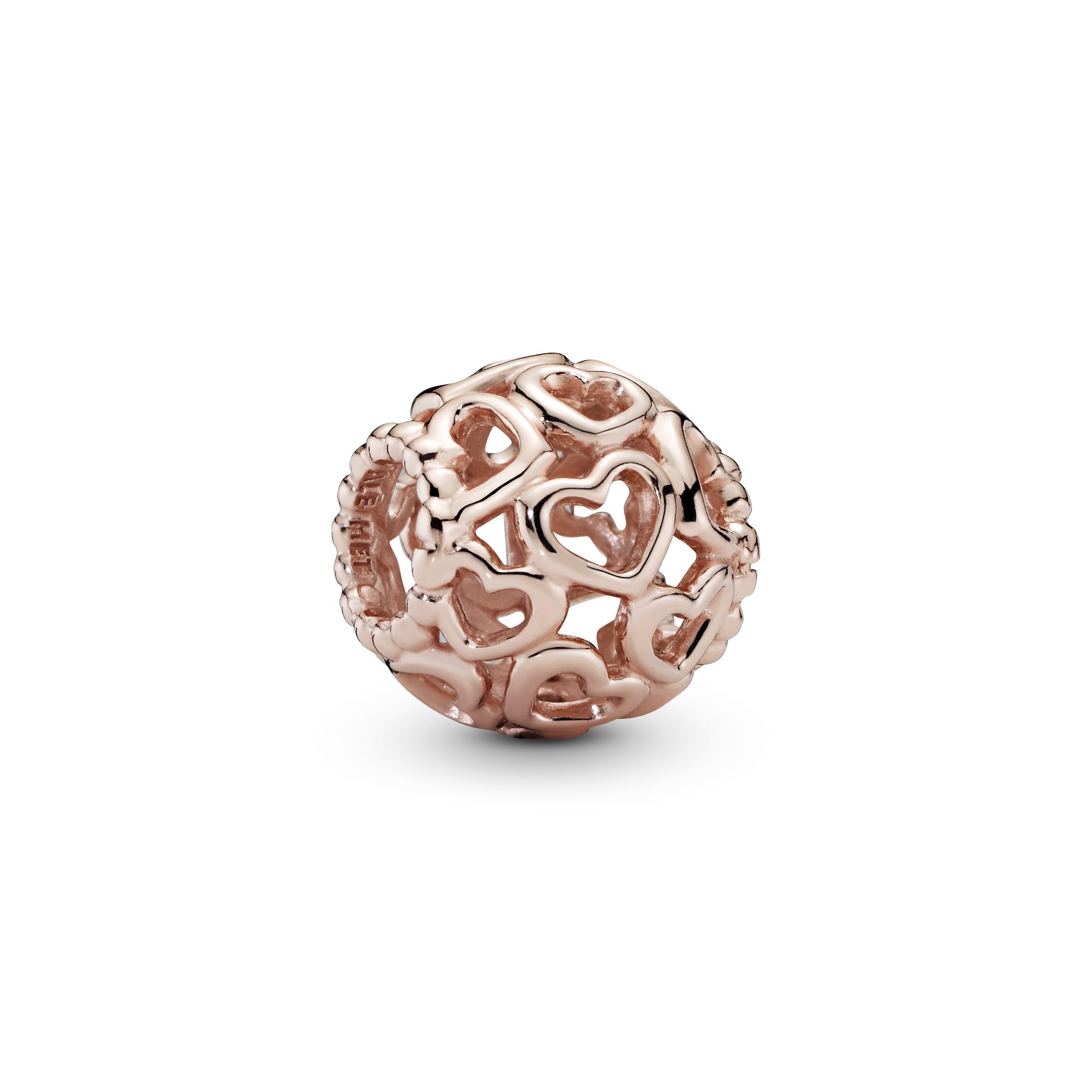 PANDORA Charm All Over Herzen 14 Karat rosévergoldete Metalllegierung Moments Collection