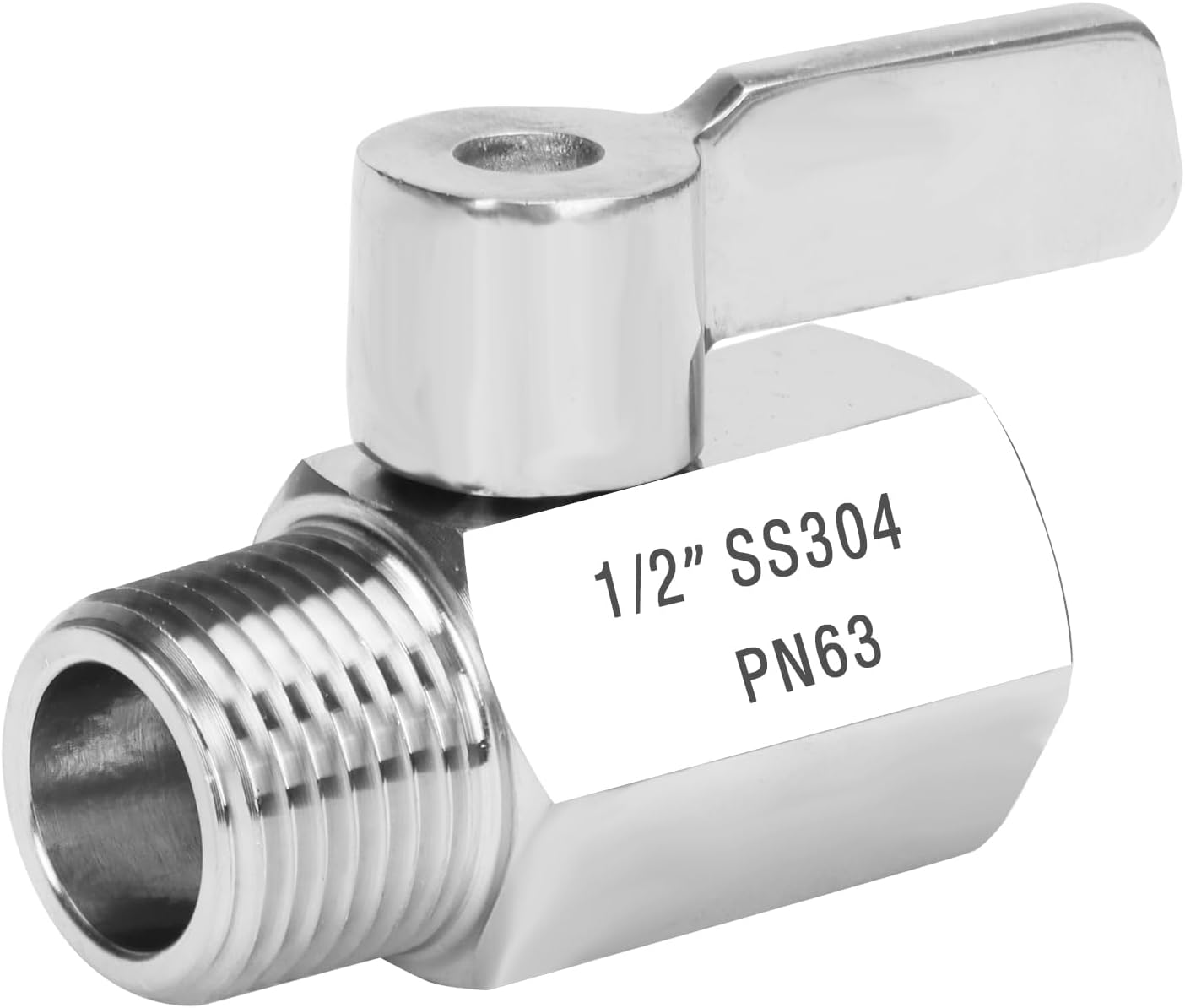 Shower Flow Control Valve - 1/2" NPT Thread Stainless Steel 304 Shut Off Mini Ball Valve, Female x Male Shower Head Water Valve