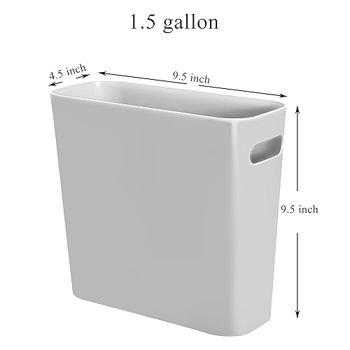 Miniatura 6 de Youngever Paquete de 2 cubos de basura delgados de 15 galones contenedor de basura de plástico pequeño cubo de basura con asas para oficina en casa