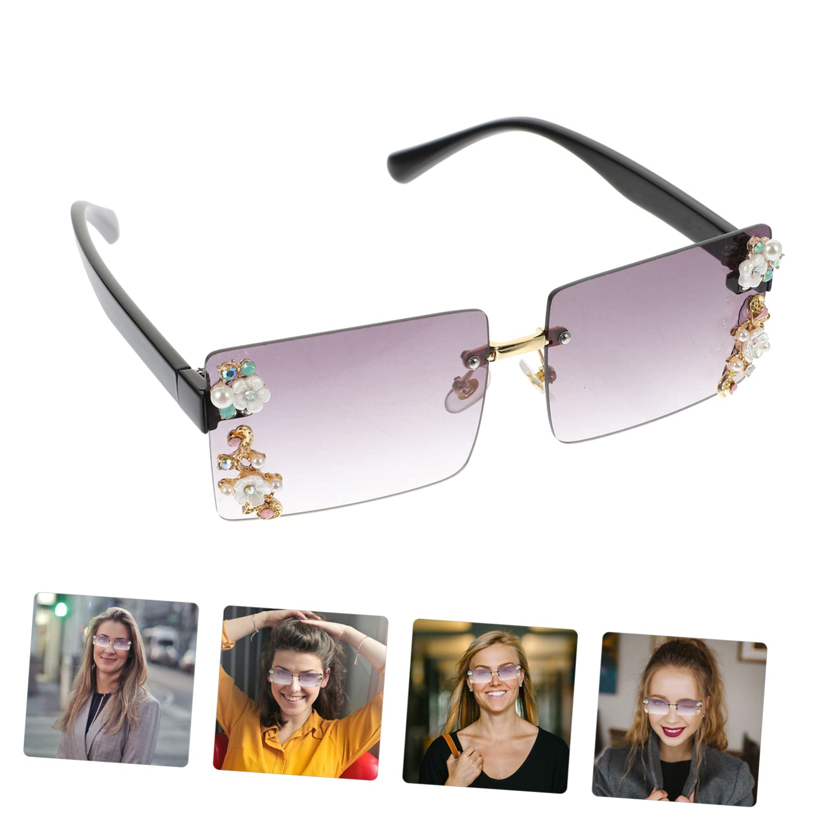 5stücke Mädchen Sonnenbrille Mit Sonnenbrille Für Damen Dekorative Für Sommer-events Für Partys Und Festivals Schwarz- Mit Verlaufslinsen