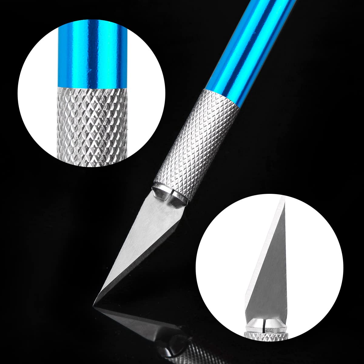 Cutter di Precisione 3 Pezzi Bisturi da taglio con 60 Lame di Ricambio Taglierino di Precisione Cutter Modellismo in Acciaio al Carbonio per Tagliare la Carta Intaglio Fai Da Te