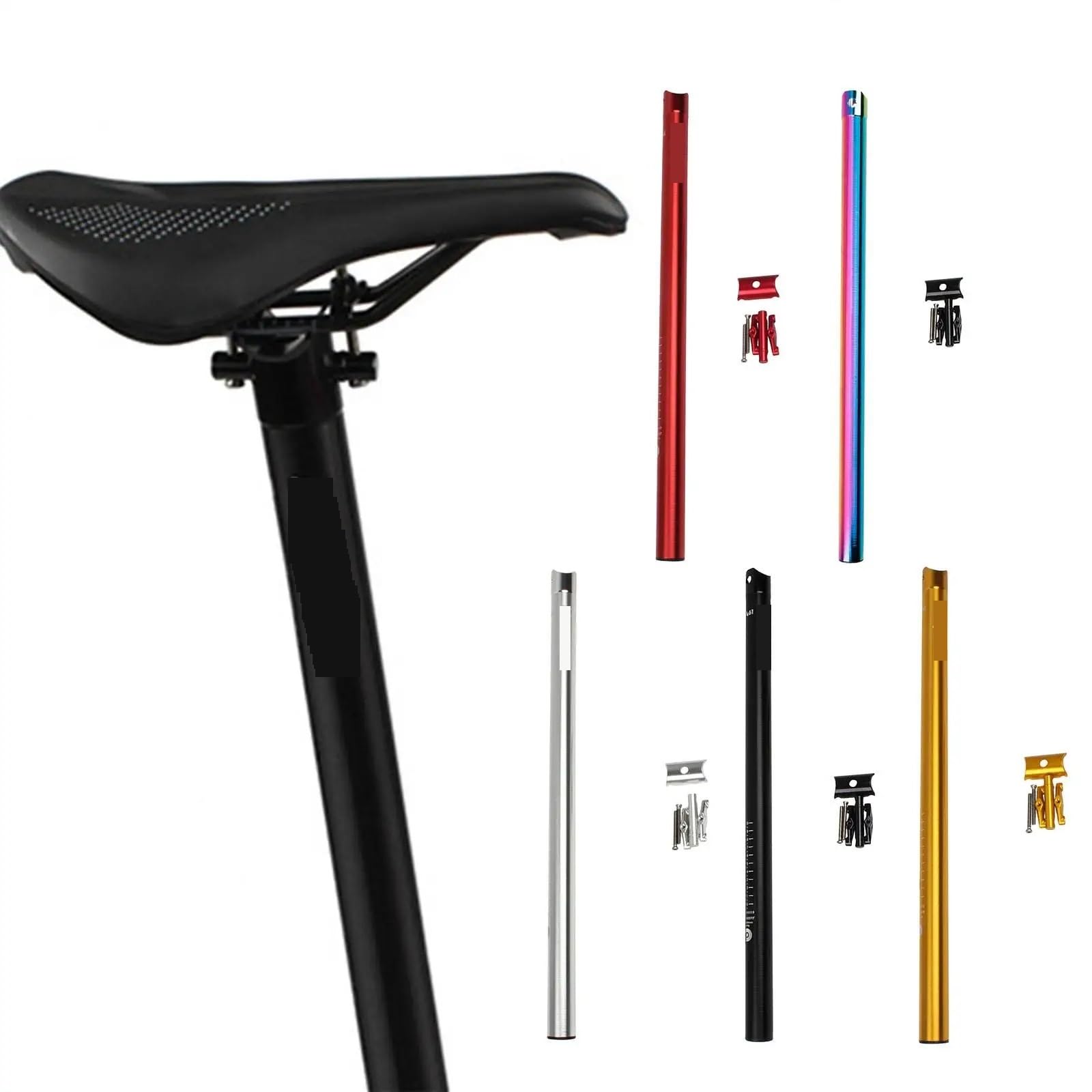 Tija Telescopica MTB Tija de sillín de Bicicleta, Varilla de Asiento, aleación de Aluminio, tija de sillín de Bicicleta Plegable, Tubo de sillín(Gold)