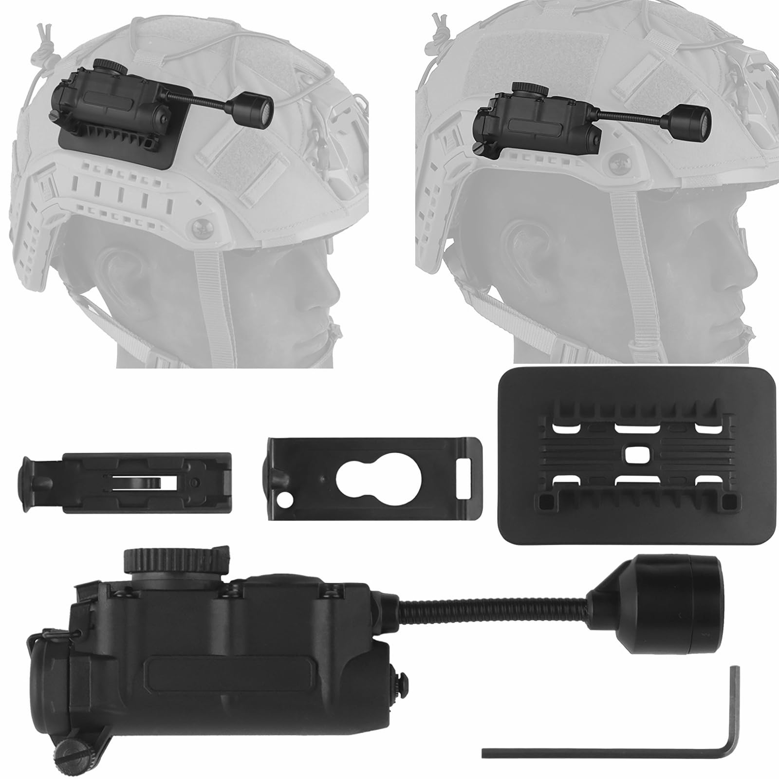 Taktisches Airsoft Helm LED Licht mit 3 Modi & Montagezubehör Modular Taktischer Lampe Tactical Fast Helmet Taschenlampen für Outdoor Sport Jagd Airsoft Training B