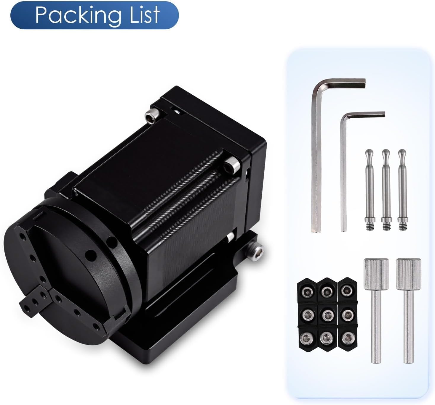 Monport D70 Rotary Axis Attachment for Fiber Laser Engravers, 70mm Rotating Shaft with 3 Jaw Rotary Chuck Stepper Motor, Laser Marking Machine Rotary Tool Accessory Kit for Ring Bracelet Bottle More