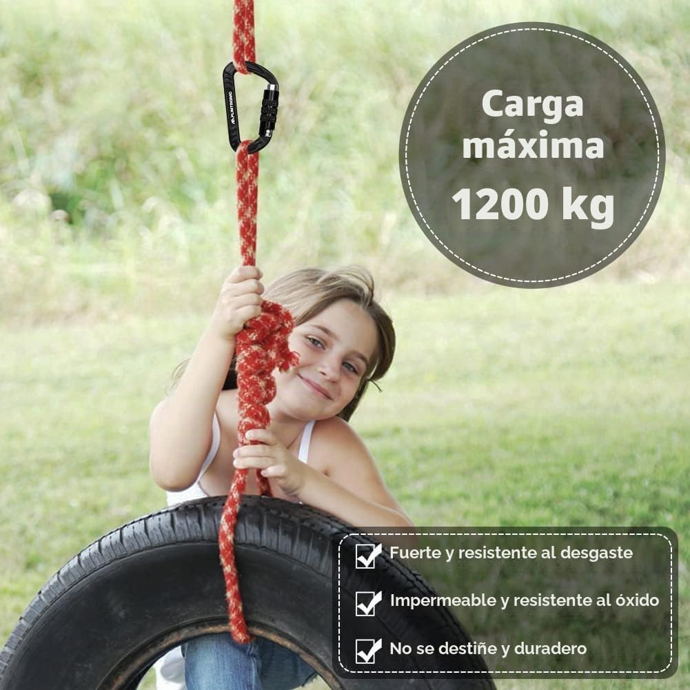 Flintronic Mosquetones de Bloqueo de Aluminio Resistente 30KN para Montañismo Deportivo al Aire Libre