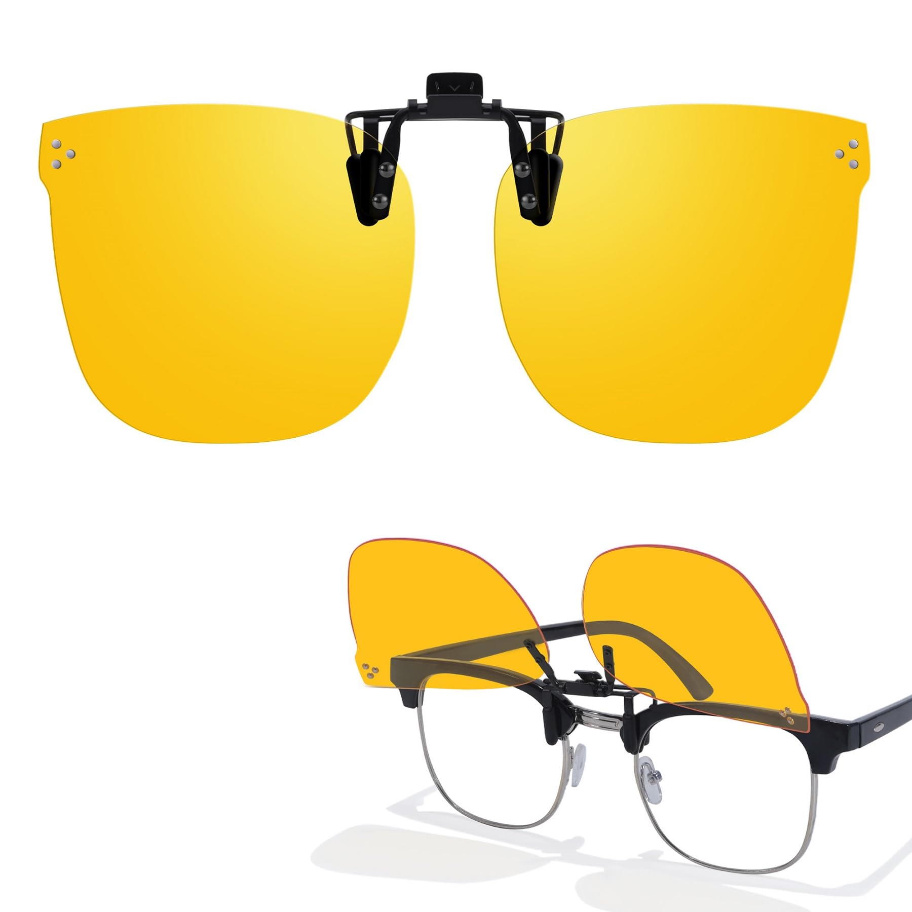 VIEWBETTER Clip On Blue Light Blocking Glasses for Eyes Strain & Light-Sensitive Rimless Unisex Flip Up Clip-Ons BL3168