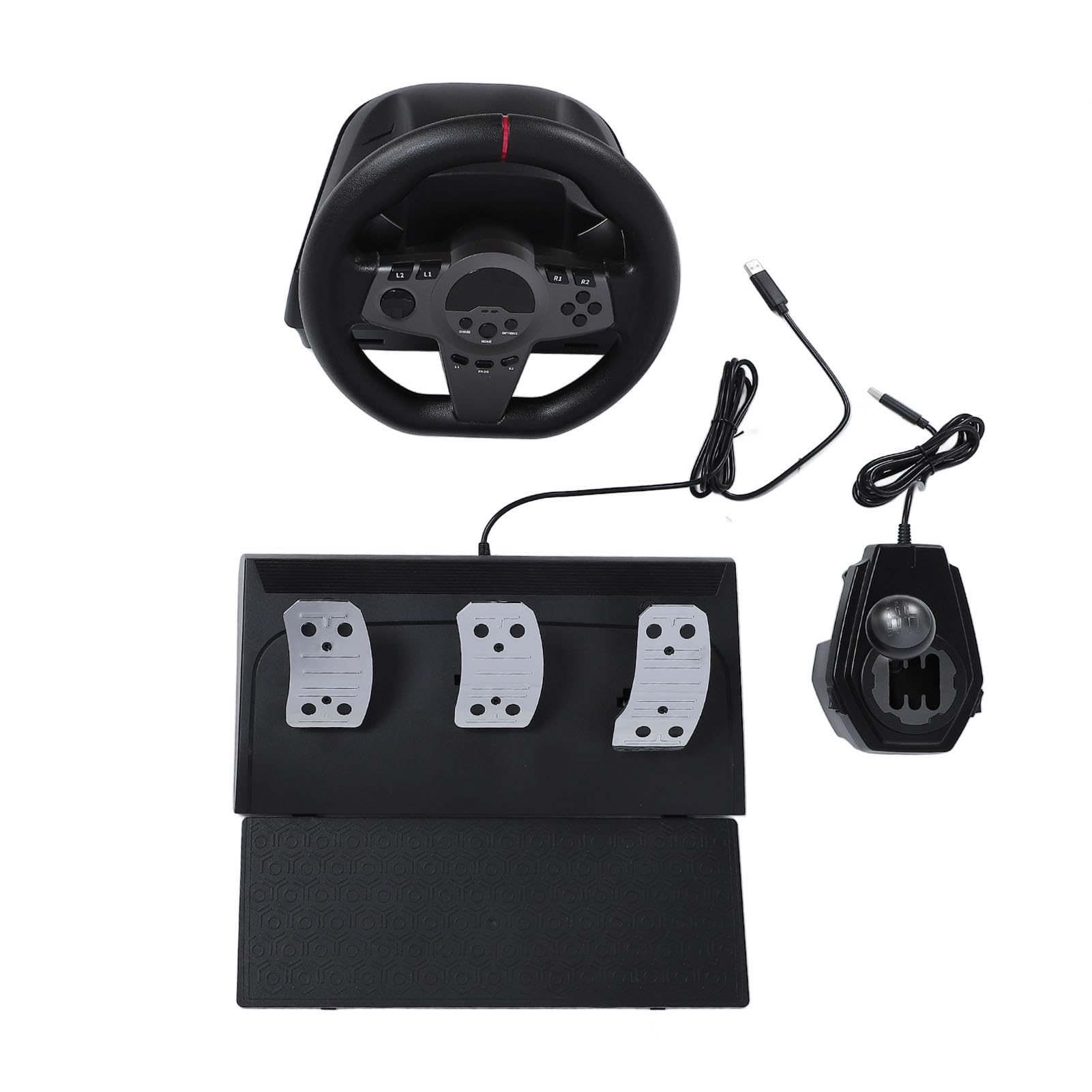Dioche Volante da Gioco da Corsa con Volante da Gioco con a Pedale Feedback LED Dinamico a 270° per Esperienza di Corsa su PC e
