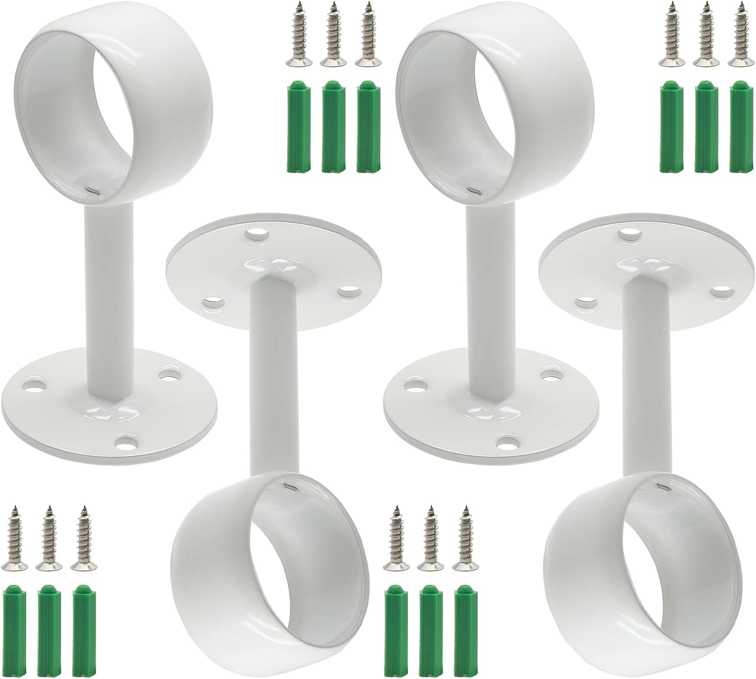 4Pcs 1-1/4" Ceiling Curtain Rod Bracket Stainless Steel (Gold)