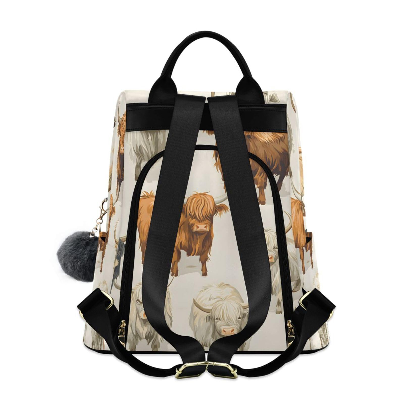 Highland Cows Print Backpack for Women Anti Theft Large Fashion Travel Shoulder Bag Purse Rucksack Lightweight