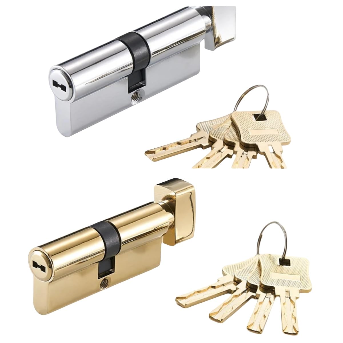 Rdzeń zamka cylindrycznego, Cylinder zamka drzwiowego z pokrętłem, bębenek, mosiężny(Grey-key)