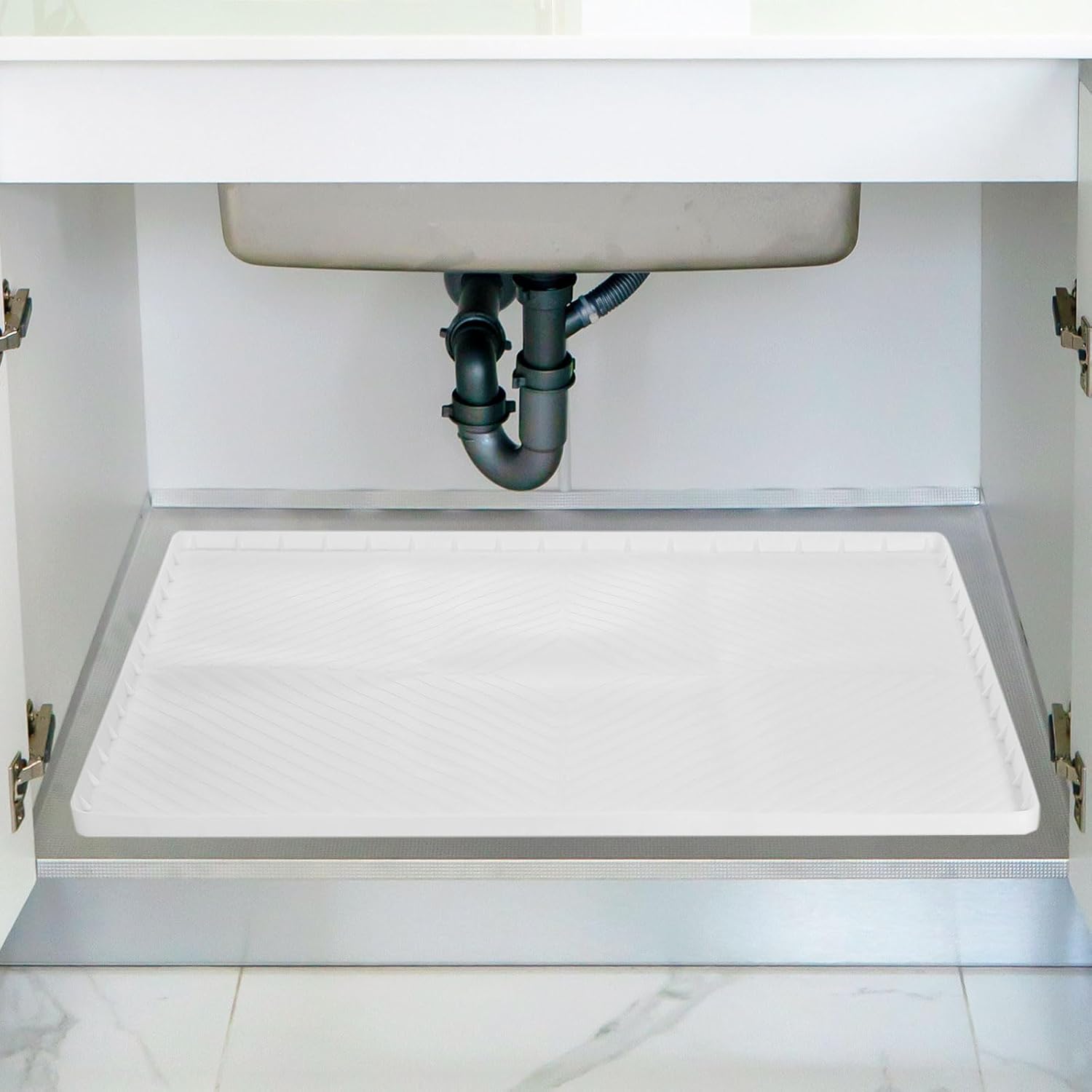 uxcell Waterproof Under Sink Mat for Kitchen, 34" x 22" Silicone Under Sink Liner Drip Tray Organizer Mats for Kitchen Bathroom Cabinet, Pet Feeding Mats, Coral Red