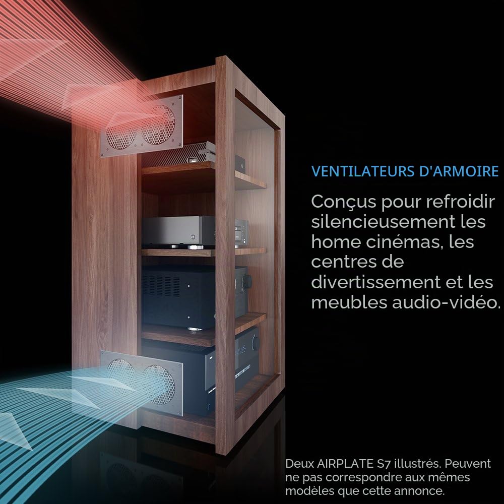 Système de refroidissement silencieux avec contrôle de vitesse AC Infinity Airplate S5, pour intérieur, armoire de home cinema